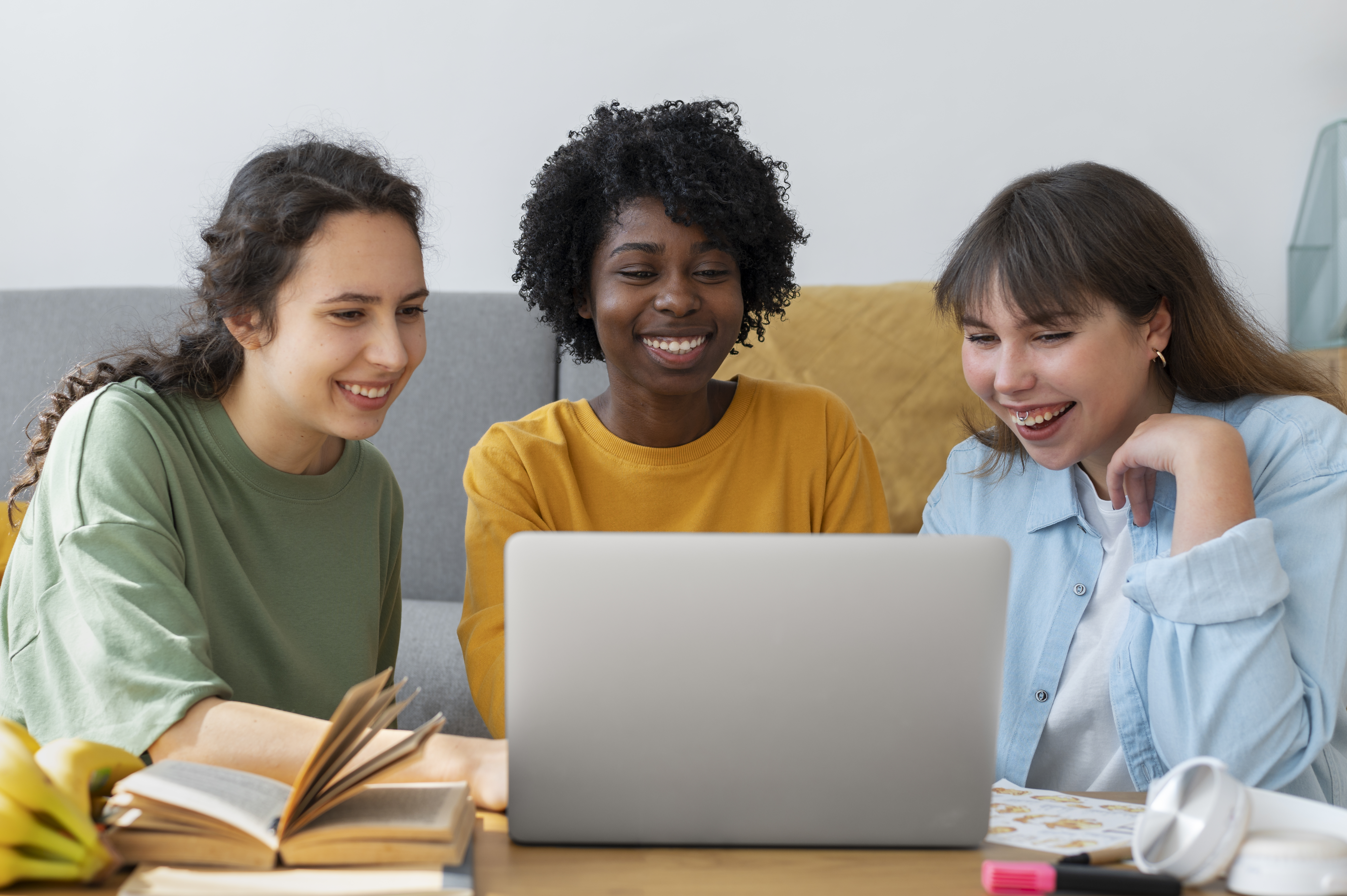 Students working on a laptop